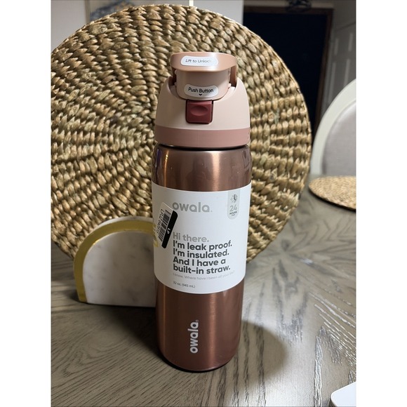 Owala 32oz FreeSip Water Bottle In Good Company Rose Gold Holiday RARE- NWT
